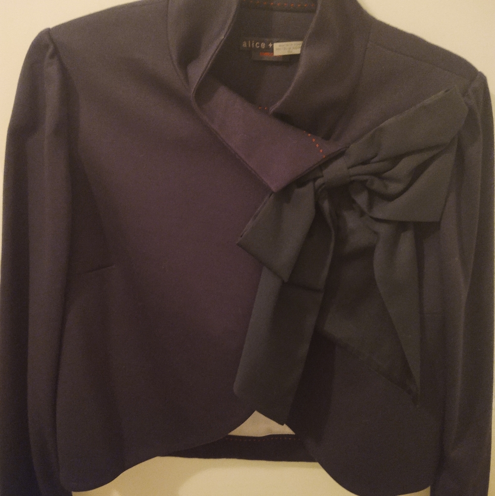 Alice + Olivia Addison Bow Jacket Navy